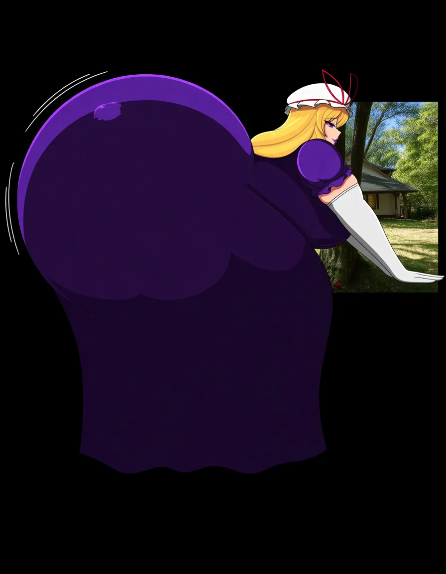 Huge fat ass hips and thighs, Yukari Yakumo from Touhou, in a real-life photo. Real-life photo. in the woods with a one background house. Realistic Photo. her deep ass her dress. full clothes. her skin-tight purple dress. her purple eye. her long blond hair. mob cap with a thin red ribbon tied in the front. white long-sleeve gloves. She is pretty. She is beautiful. She has a nice ass, her bubble butt, her extremely huge ass, her bubble butt, nice boobs, her round ass, her huge fat hips, her huge fat ass, her extremely huge thick thighs, her extremely huge hips, her extremely huge wide hips, her very extremely huge wide hips, curvy hips, and a fat ass. she bending over with her ass raised, for a strong black man's big penis to be fucked penetration through her skirt. Little side View. The strong black man with a big penis is having sex her skirt. her full clothes on sex. penis through clothes. She is doing squatting. Sometimes cowgirl sex., hentai_studio_quality
