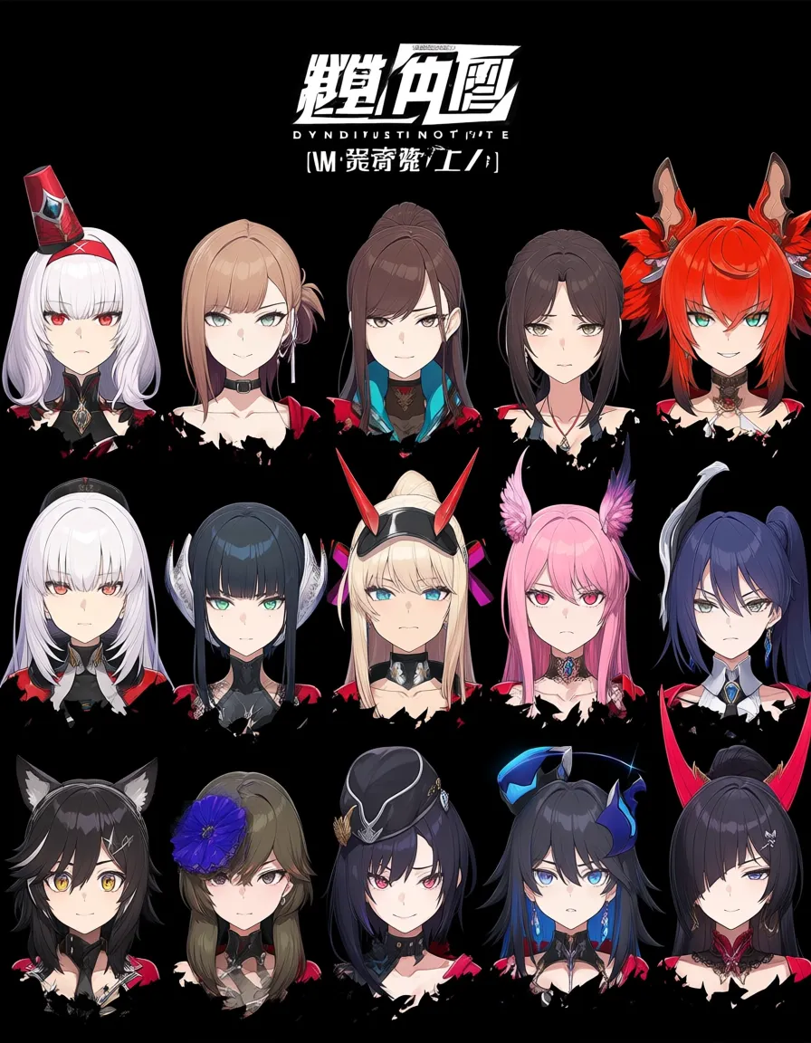 masterpiece, best quality, 6+girls, hat, topless, dominant stare, portrait, eroge aesthetic, hentai_studio_quality