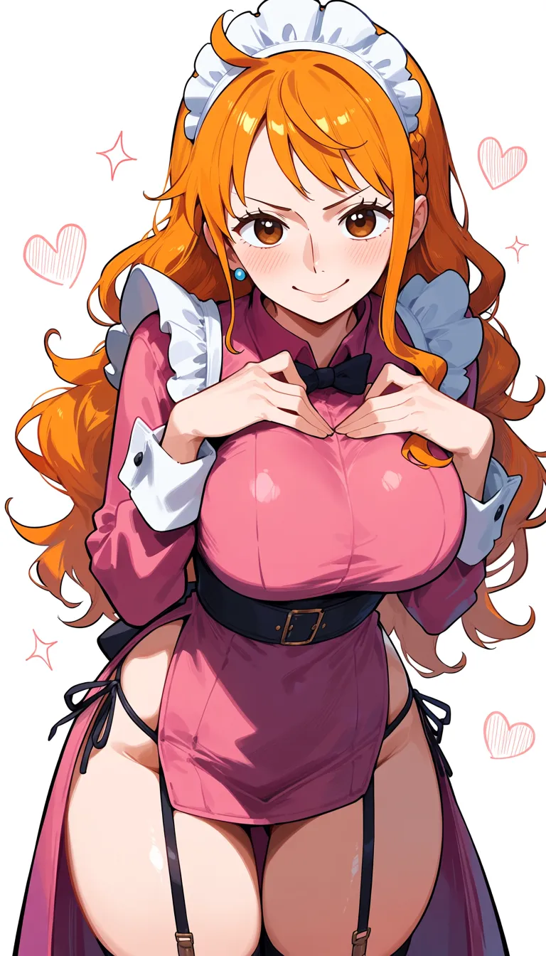 Nami One piece anime, maid_headdress , no_bra