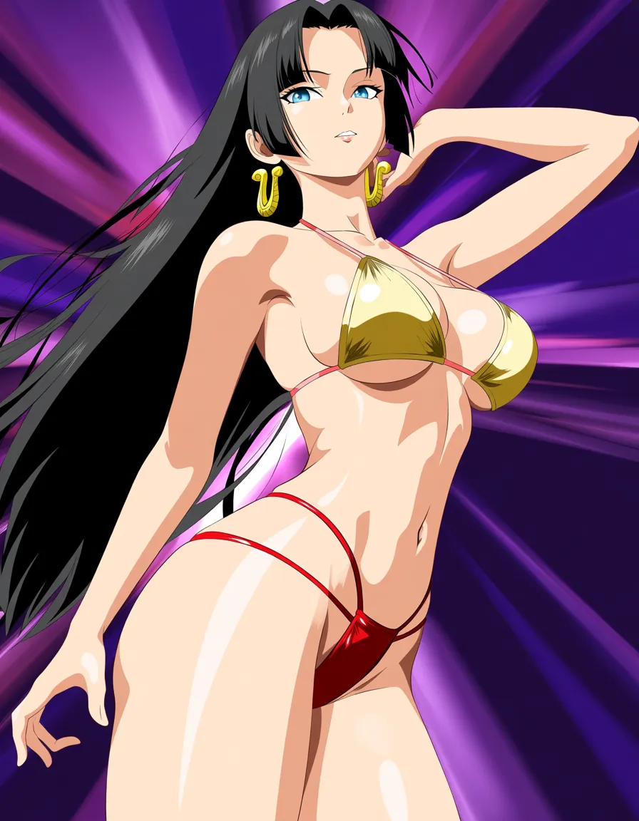 generate boa hancock sexy bikini image in different color and pose, (anime style:1.3), 2d, anime screencap, cel shading, flat color, @00osamio00