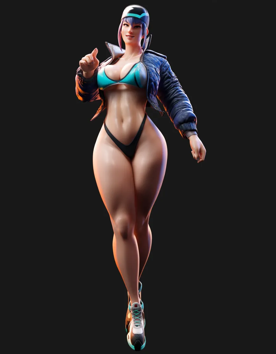 small_breasts, thick_thighs, huge_ass, score_9, score_8, 3d render, octane render, subsurface scattering, ray tracing, smooth shading