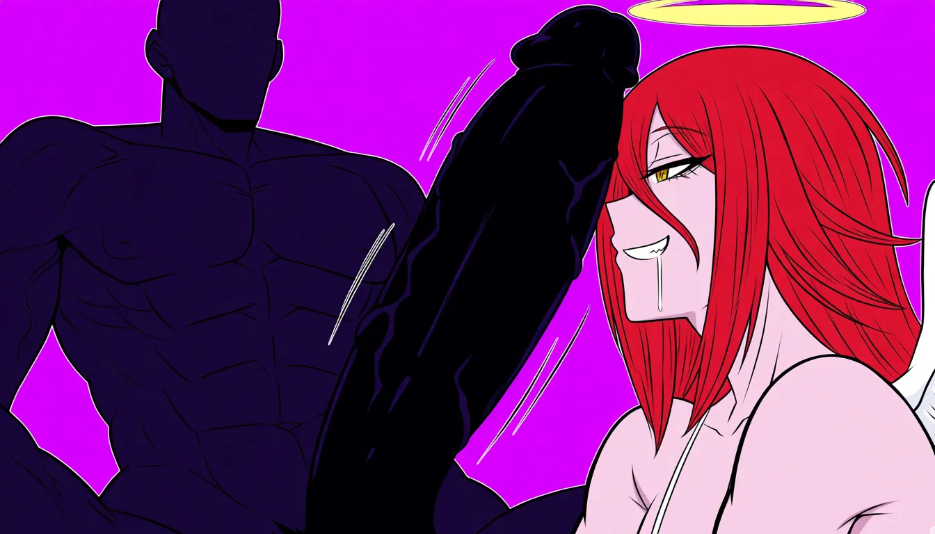 ((( Chainsaw_Man_style Tatsuki_Fujimoto_style Chainsaw_Man_anime_style in_the_style_of_Chainsaw_Man )))
Chainsaw_Man_anime_screencap MAPPA_Chainsaw_Man_style Angel_Devil_(Chainsaw_Man).
no_chainsaws
((anal_sex)), otoko_no_ko, gay, yaoi, femboy, male, red_hair, long_hair, angel_wings, halo, (anal sex), interracial, very_dark-skinned_male, (very_black_male), faceless_male, bald male. large big_black_penis,
reverse_cowgirl_position. from_side, drooling, smirk, on_bed, bouncing on large veiny penis Angel_Devil_(Chainsaw_Man).