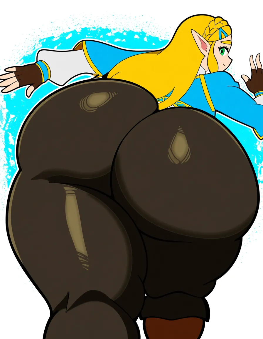 Zelda with huge_breasts taking it from_behind, hentai_studio_quality