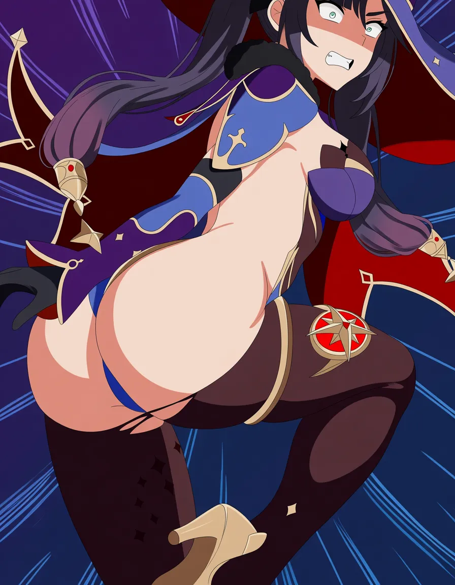torn_clothes, Mona, Genshin impact, hentai_studio_quality, nude, hentai_studio_quality