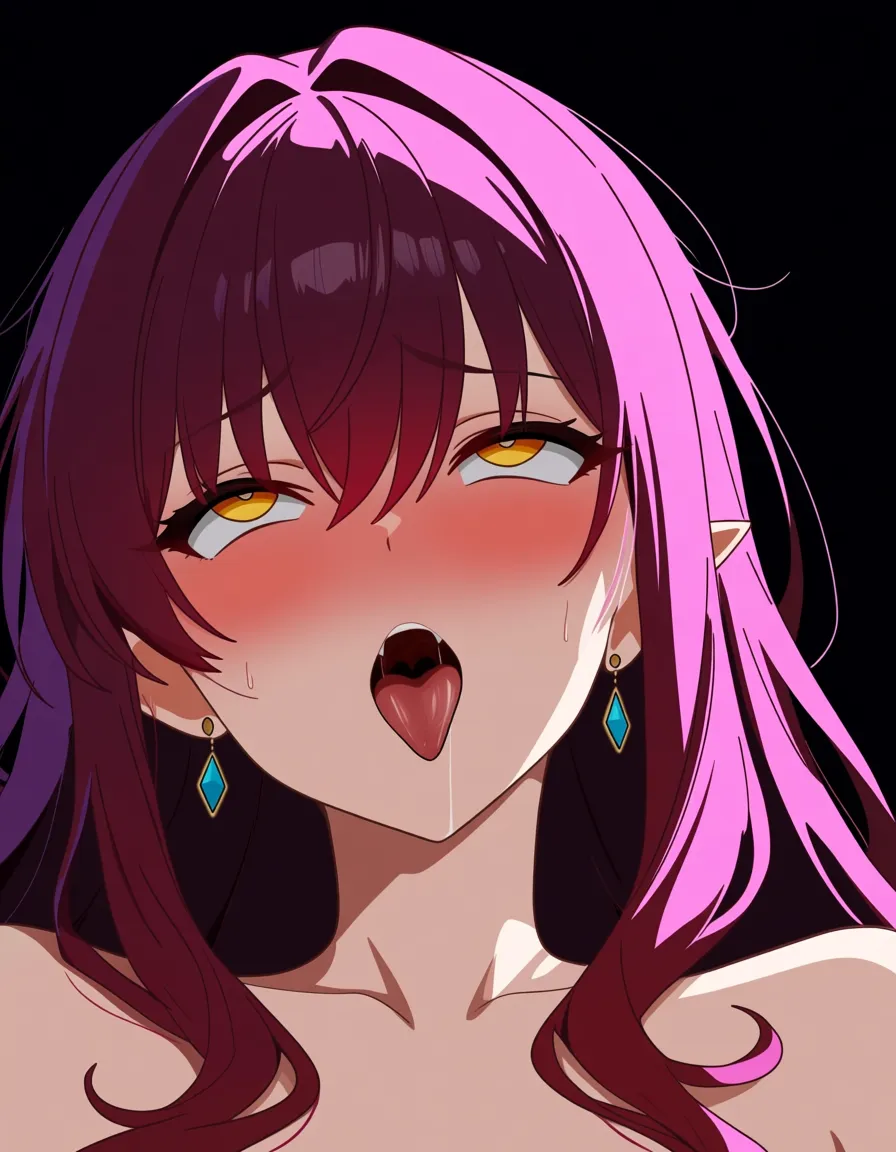 best quality, explicit detail, demon girl, flower, ahegao, detailed shading, hentai_studio_quality
