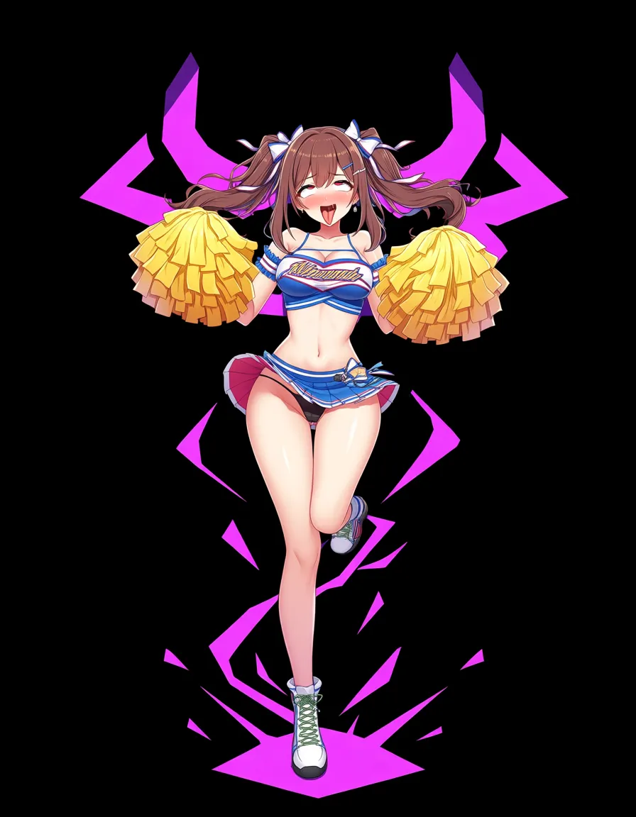/masterpiece /best_quality /ultra_detailed /highres /sharp_focus @kitagawa_marin #cheerleader #choker #bra #panties #locker_room #kneeling #ahegao, hentai_studio_quality