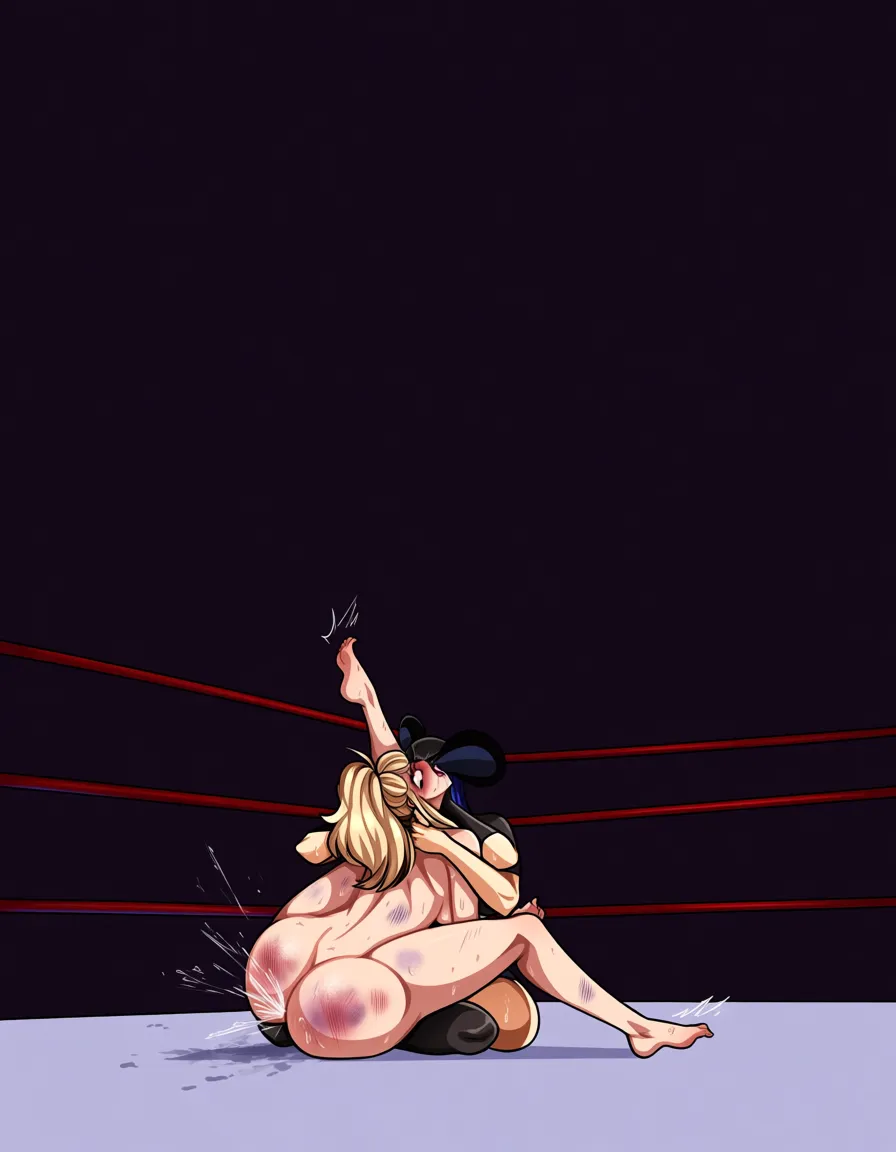 Brigitte_(overwatch) , @bowsette_blonde_hair , 2girls yuri sex , wrestling_ring, wrestling orgasm pussy_juice, defeated, squirting , bruised, sweat nude oral cunnilingus head_grab, from_side,, ahegao, hentai_studio_quality, hentai_studio_quality