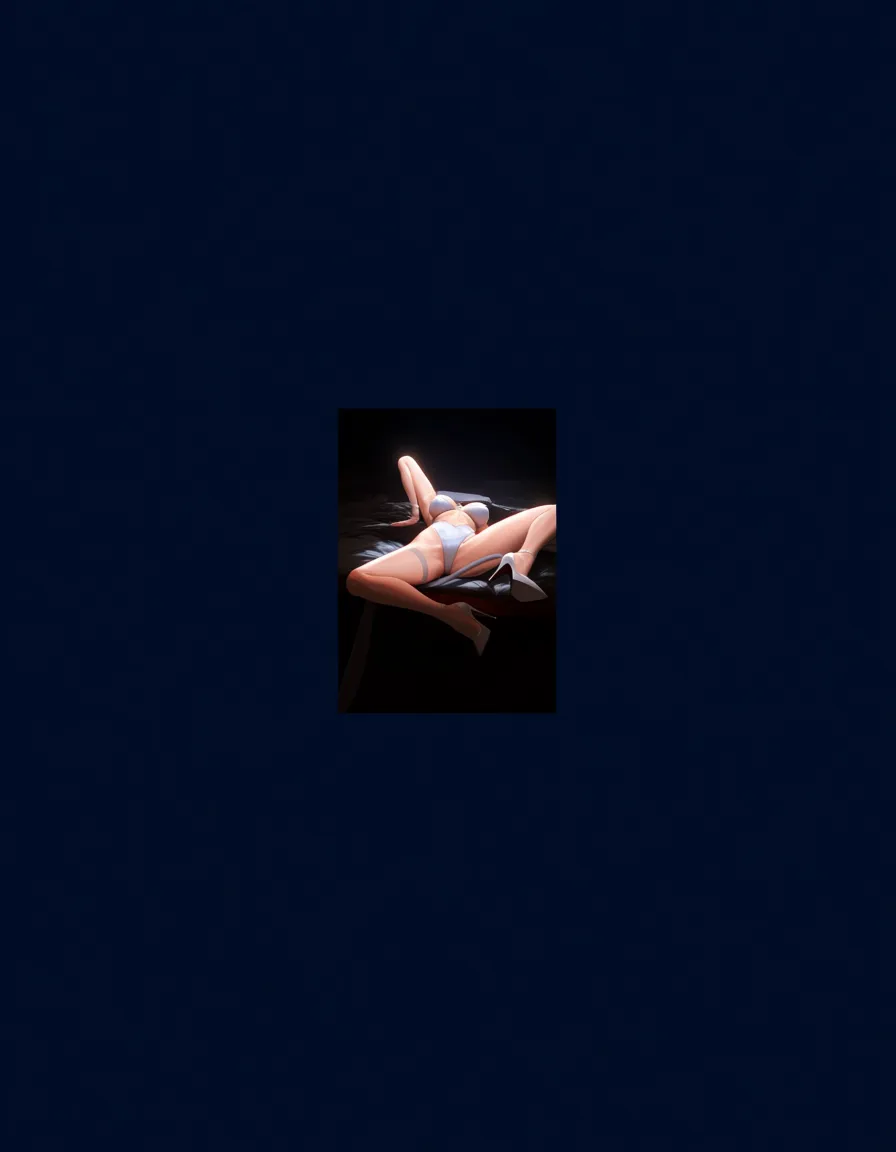 8k, sharp focus, detailed skin, catgirl, white footwear, pantyhose, lying on bed, spread legs, blue background, spotlight, hyperrealistic, hentai_studio_quality