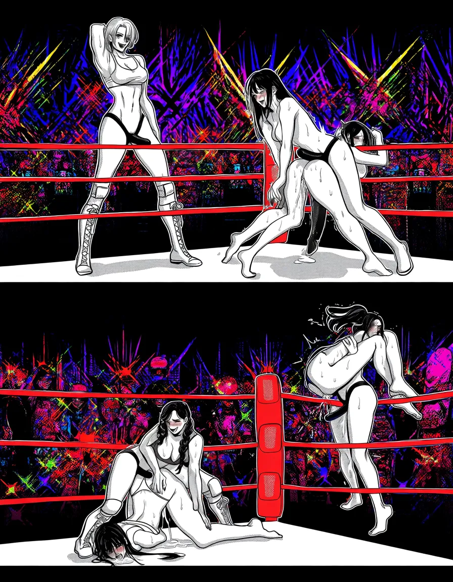 wide_shot of 4girls with Best_quality and highly_detailed, from_side , naughty_face @bayonetta fucking a crying @sailor_venus doggystyle, @makima_(chainsaw_man) all_fours fucking with a crying @palutena , yuri sex ,wrestling_ring wrestling defeated, pussy_juice squirting orgasm , sweat strap-on, hentai_studio_quality, hentai_studio_quality, hentai_studio_quality, hentai_studio_quality, hentai_studio_quality, hentai_studio_quality, hentai_studio_quality, hentai_studio_quality, hentai_studio_quality