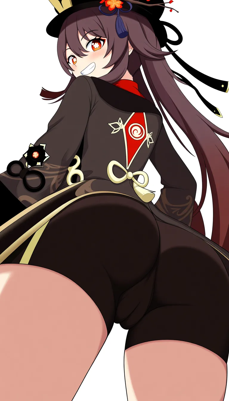 Masterpiece, Genshin Impact style, 1girl, Hu Tao, short down , panties, cameltoe , from Below, from Behind, petite playful smile, standing hentai_studio_quality, hentai_studio_quality, hentai_studio_quality, hentai_studio_quality, hentai_studio_quality, hentai_studio_quality, hentai_studio_quality, hentai_studio_quality, hentai_studio_quality, hentai_studio_quality