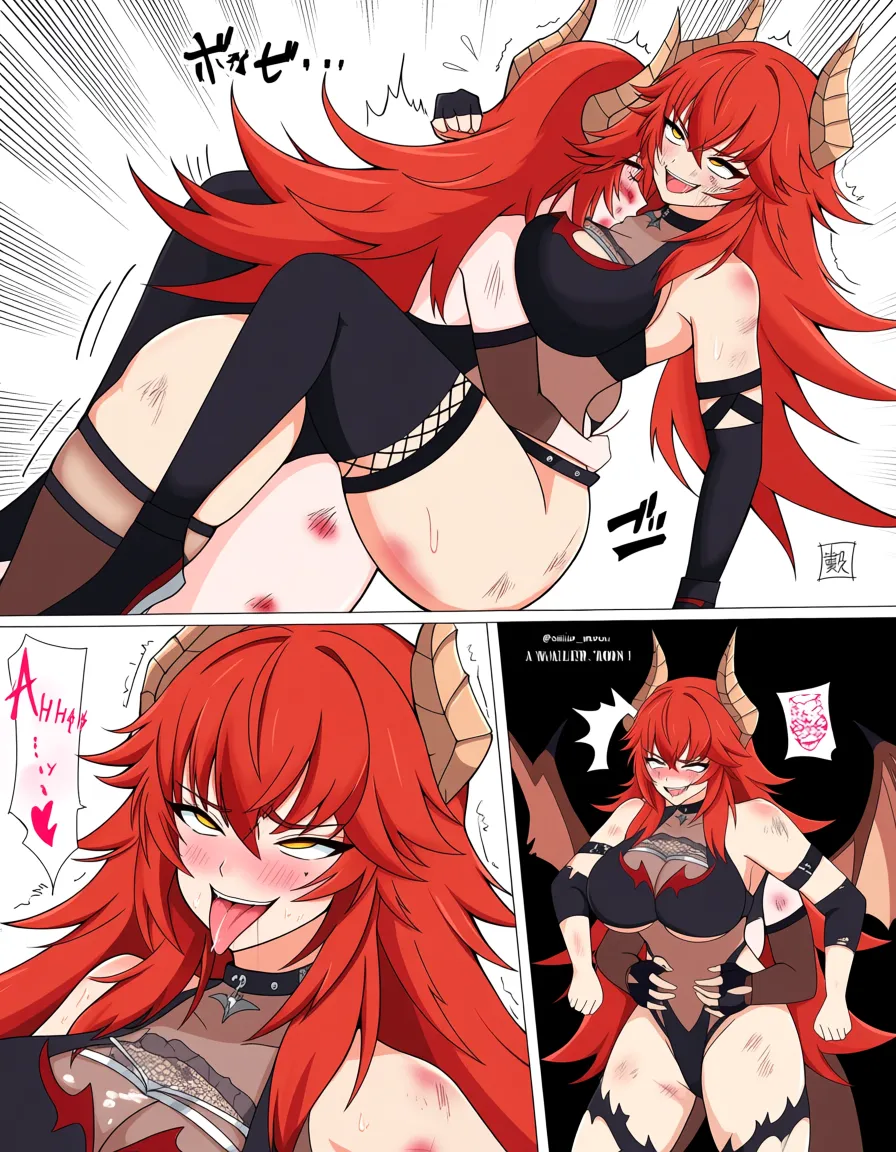 @sailor_moon , zentreya_vtuber, dragon_horns , evil_smile, yuri, gym, wrestling, strapon, ahegao, squirting, bruised, defeated, missionary, hentai_studio_quality, hentai_studio_quality