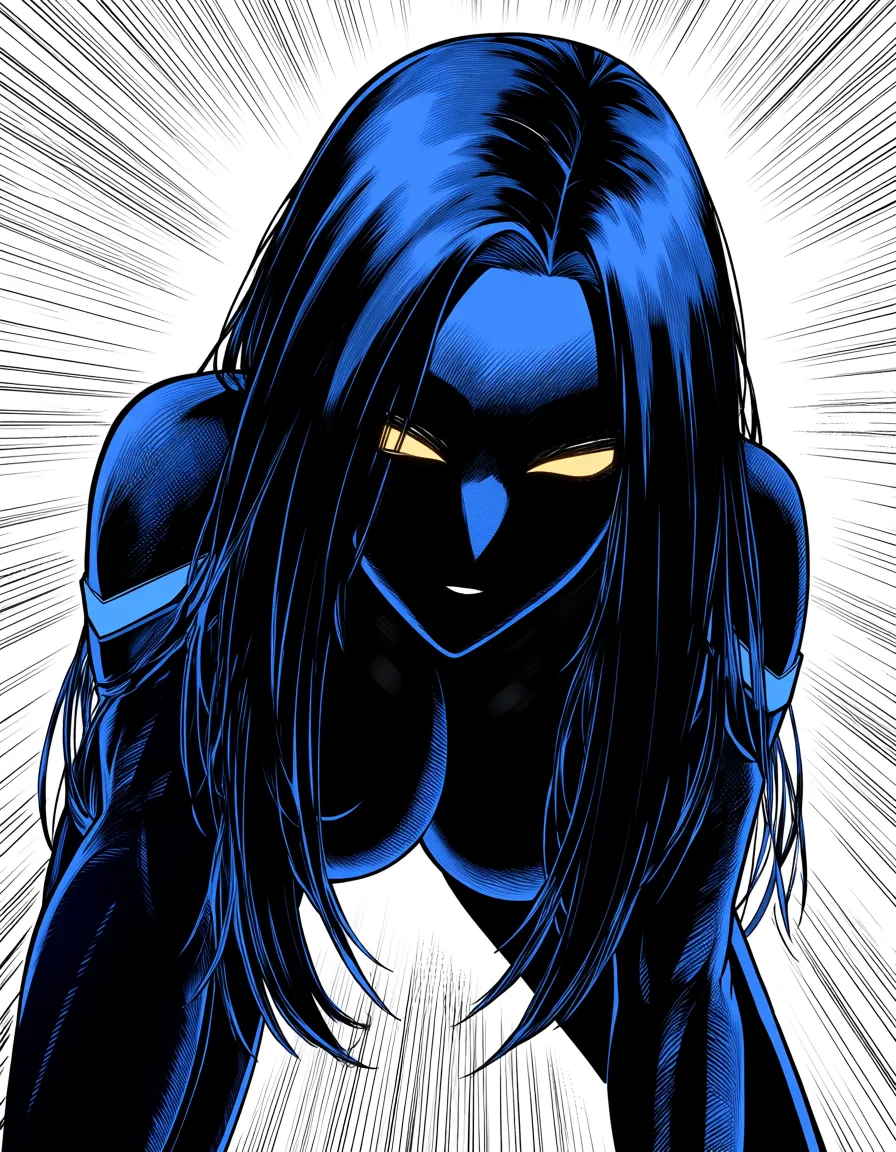 ultra detailed shading, solo female, doggy style, colored skin, parted bangs, manga panel look, hentai_studio_quality