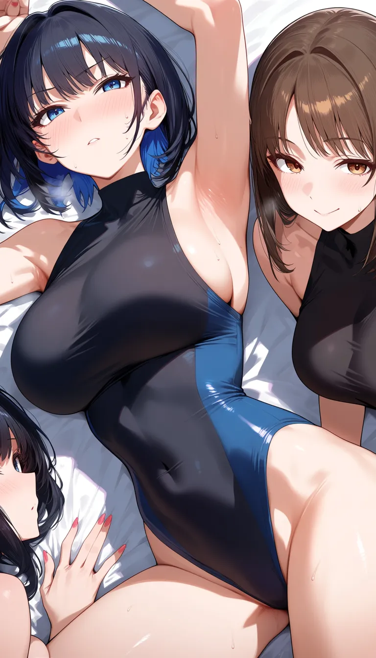 masterpiece, fine detail, 4girls, sleeveless, missionary, eroge aesthetic, ultra detailed shading, hentai_studio_quality