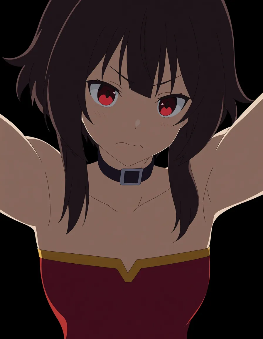 masterpiece, best quality, megumin, huge_breasts, looking_at_viewer,, (anime style:1.3), 2d, anime screencap, cel shading, flat color