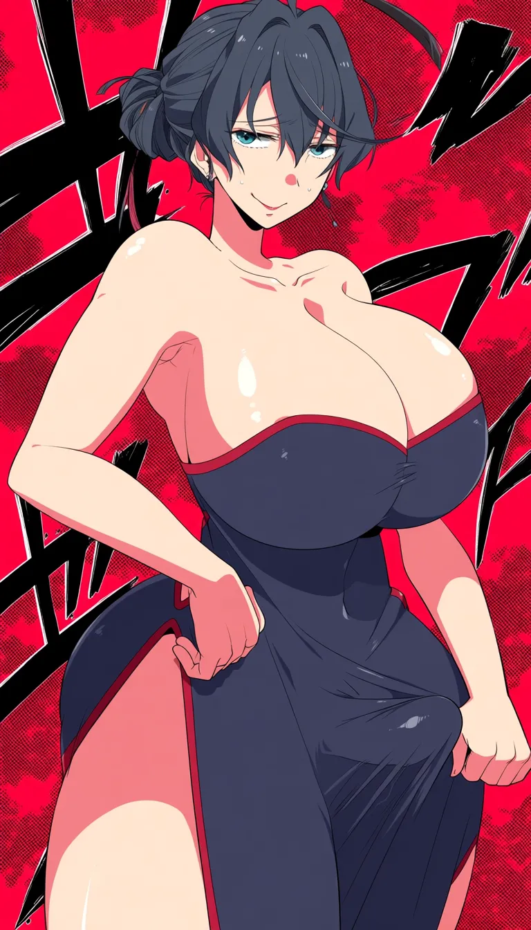 highres, #mature_female #lustful eyes, #huge_breasts #wide_hips #huge_ass #plump #nude #messy_hair #armpits #shiny_skin #body_odor #jazz #seductive #steaming_body #french, #nutbuster, #1boy #erection_under_clothes #ejaculation, #black_hair hentai_studio_quality, hentai_studio_quality @matsumoto_rangiku, (anime style:1.3), 2d, anime screencap, cel shading, flat color
