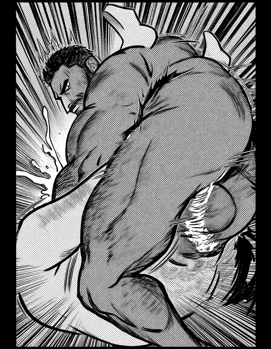 d0p3y, Stylized manga background, border around image, m4ng4, monochrome crosshatching, screentones
BREAK,
Grap, old, beard, short hair, scar, big pecs, naked below waist,
BREAK,
Dutch angle, Close shot, side view, Garp being offered money, confused faced, instant loss, motion lines, action lines, cum, mating press, bubble butt,, hentai_studio_quality