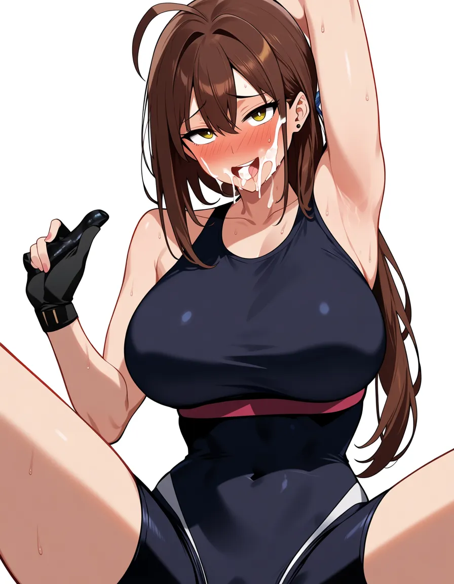 Futanari with big dick, fit bodyfit, masturbate, cum on face, hentai_studio_quality