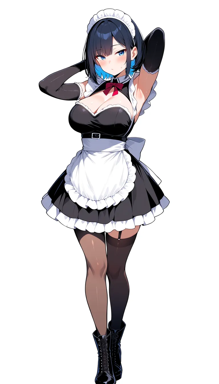 masterpiece, best quality, maid, armpits, boots, cumshot, eroge aesthetic