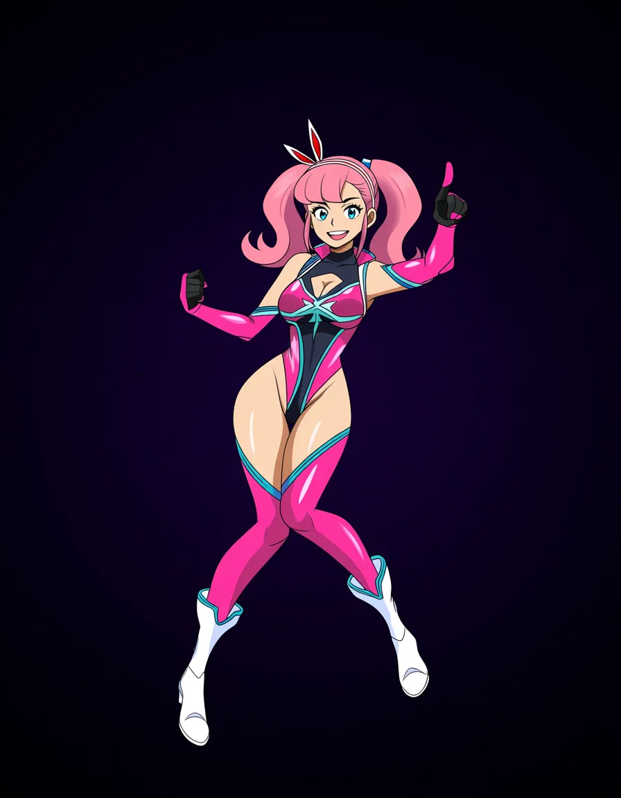 sexy salor jupiter pink and greeen space behind her, hentai_studio_quality