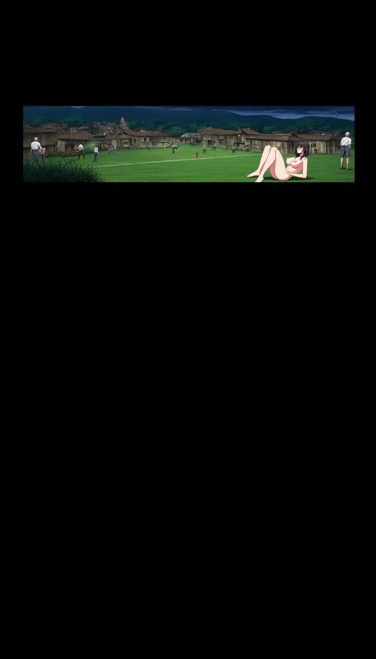 Beautiful 18-year-old girl with a seductive body nude.Having sex with old men on the grass. , they gazed at the abandoned village at night. In the distance, in the village, the boys are playing football. The old people drink alcohol., hentai_studio_quality