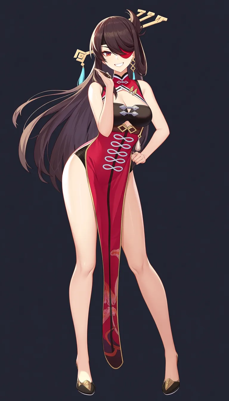 Masterpiece, 1girl, Beidou character from genshin impact , look at viewer, Medium
breasts, outfit, pull cheongsam away to show Pussy, Brave Smile, enjoying, Cameltoe, lightweight body, boat background .,,, value:0.1 for: hentai_studio_quality.,,, hentai_studio_quality, hentai_studio_quality