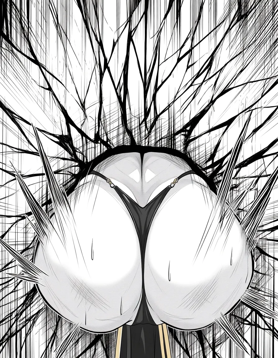 lineart color /sharp_focus /highres @friedrich_der_grosse_(azur_lane) stuck_in_wall huge_ass anal_sex trembling absurdly_long_hair spanking, hentai_studio_quality