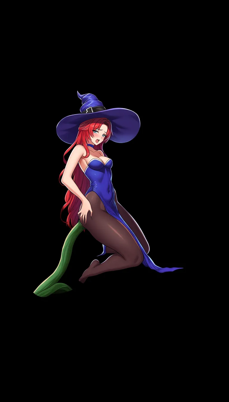 highres, vivid, witch, petite adult woman, hat, anal sex, plant, smoldering look, detailed shading, hentai_studio_quality