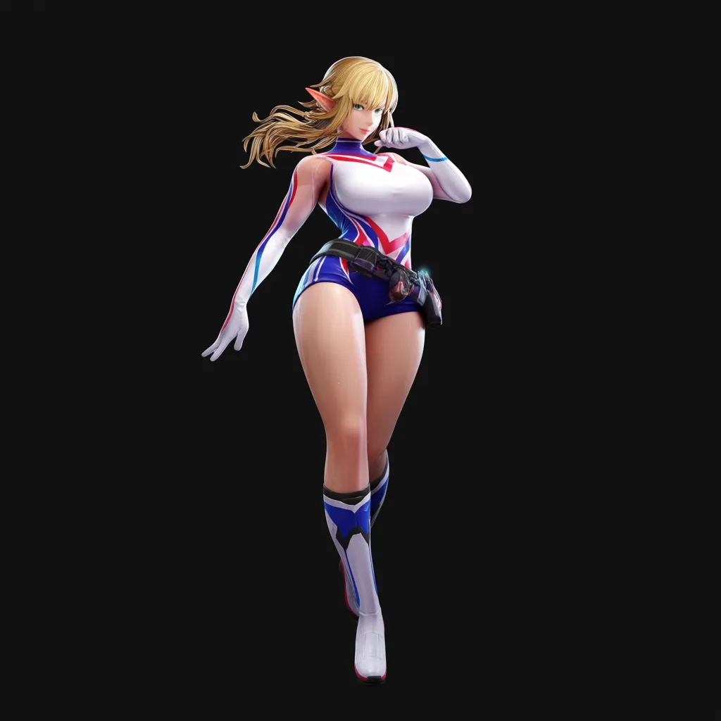 ultra detailed shading, elf girl, athletic build, white gloves, doggy style, smoldering look, doujin style, score_9, score_8, 3d render, octane render, subsurface scattering, ray tracing, smooth shading