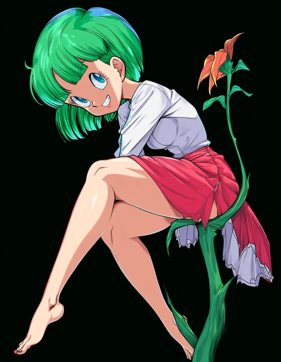 ultra detailed shading, milf, creampie, bare legs, green hair, plant, hentai style, hentai_studio_quality