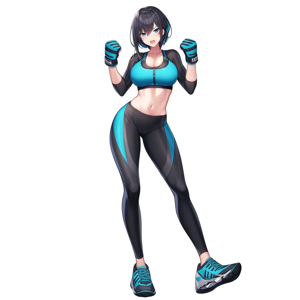 studio quality, sharp focus, fitness model, hands up, gloves, titfuck, full body, dslr quality