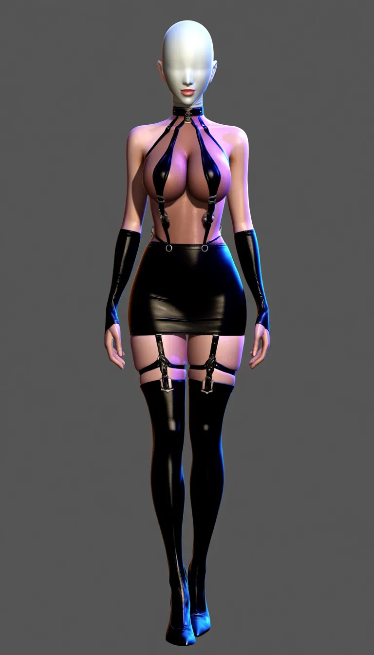 ultra detailed, masterpiece, bimbo_body, human, human_face, solo, 3d, white_skin, (absurdly_MASSIVE_GIGANTIC_tits_with_implants:1.7), slim_waist, MASSIVE_ass_and_wide_hips, stockings_and_garter_belt, black_pencil_skirt_and_white_see_through_blouse, HEAVY_pink_makeup, (from_the_front:1.3), hentai_studio_quality