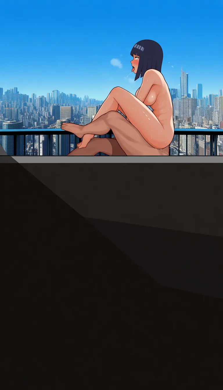 Naruto Uzumaki, @Ochako Uraraka, ahegao, nude, sex_from_behind, balcony, city, day, hentai_studio_quality