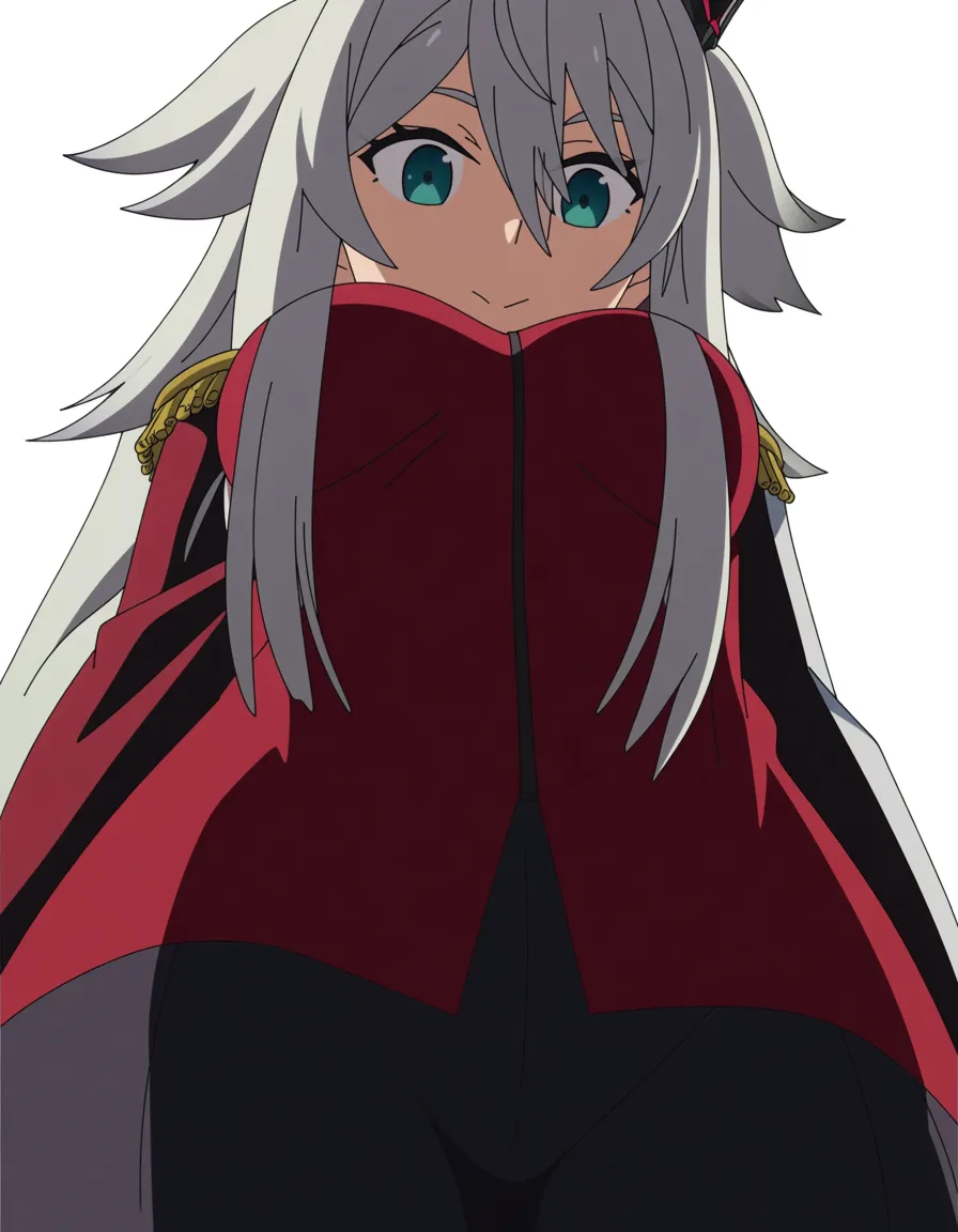 Ein Mädchen, sehr leicht bekleidet sitzt auf mir, und ist gerade dabei sich auszuziehen. Sie hat weiße Haare, sie schaut auch sehr süß aus und gleichzeitig auch ein bisschen verführerisch. Im Anime Art Stile, (anime style:1.3), 2d, anime screencap, cel shading, flat color