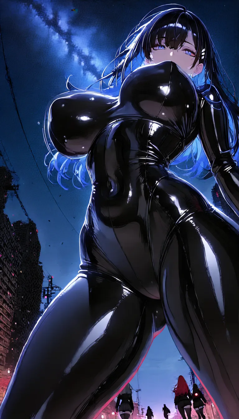 ultra HD, lifelike, low angle, 4girls, bouncing breasts, curvy figure, night, film photography