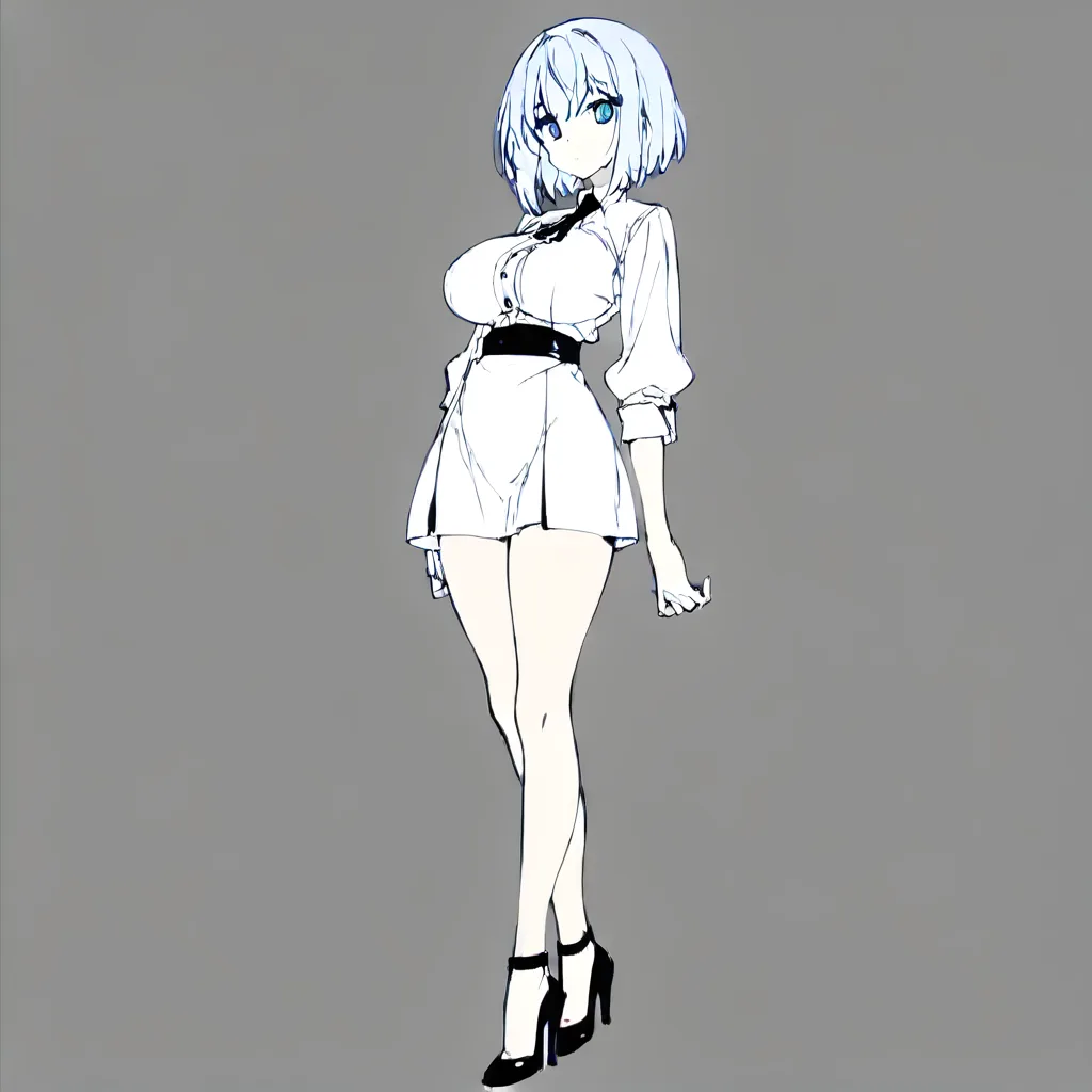 Hentai big boobs high heels no skirt tight blouse