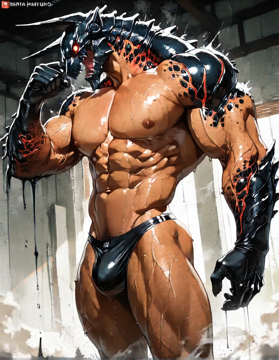 Female going through muscular transformation while losing grip with personality to become horny, hentai_studio_quality