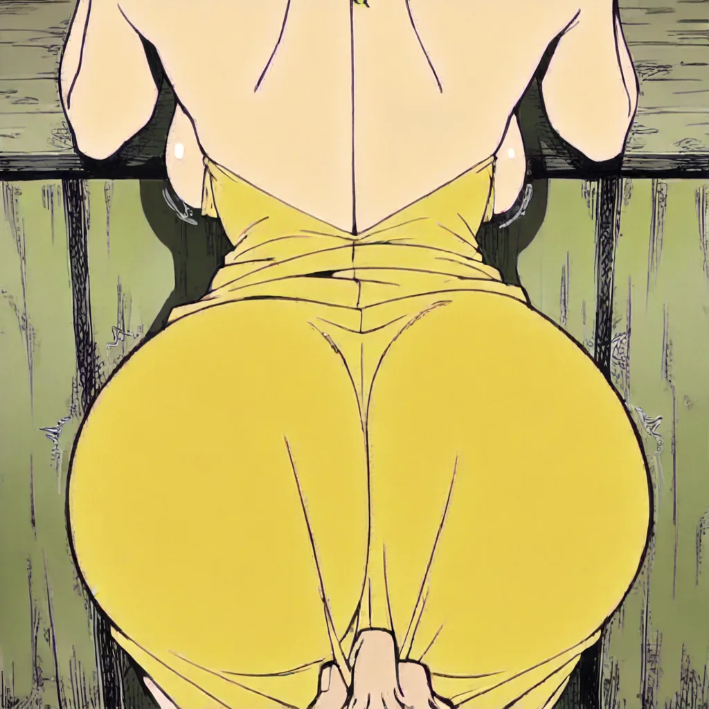 Kohaku from dr stone in yellow cocktail dress pulled up above her ass with her tits shows. Both her ass and boobs bouncing_breasts