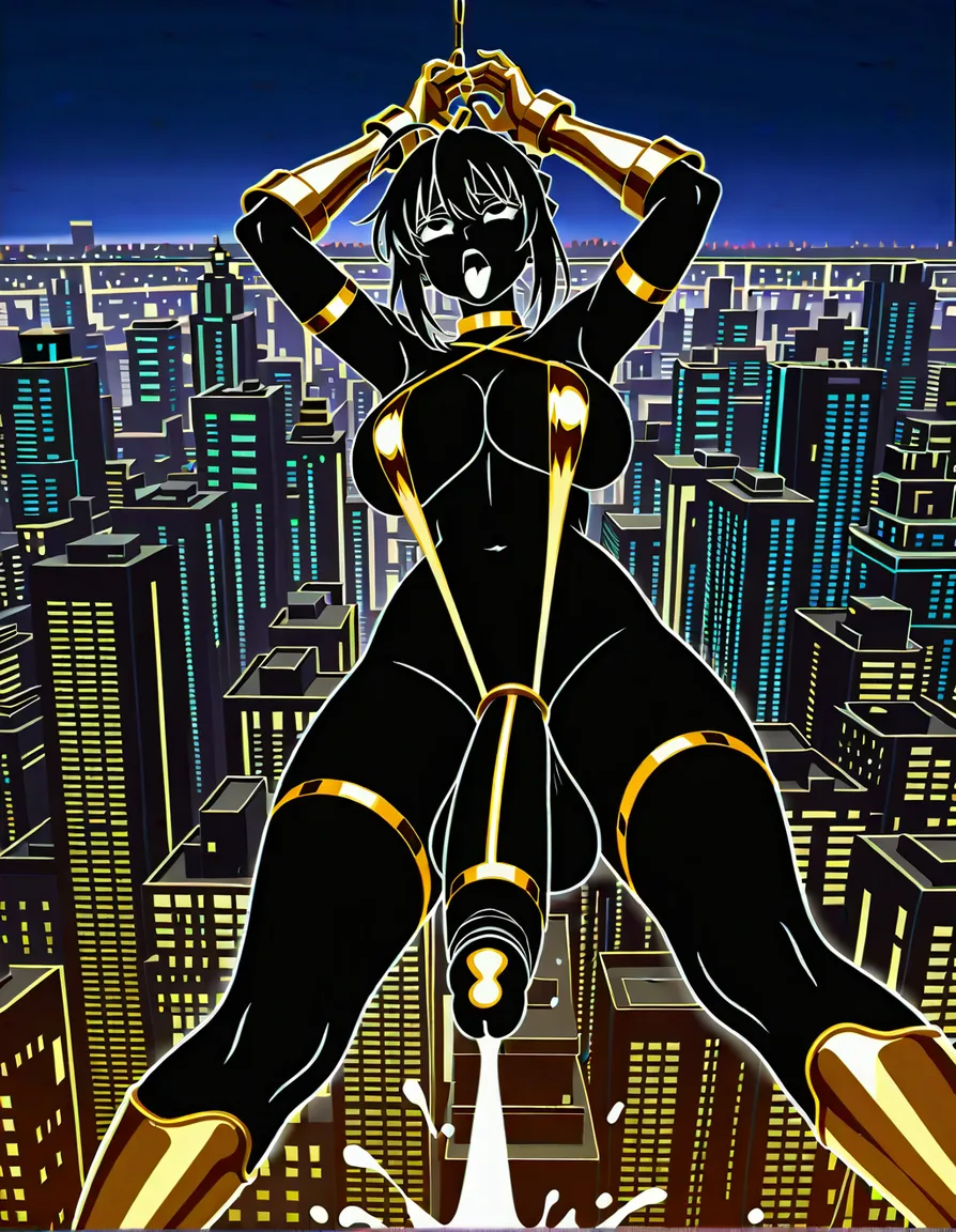 Artoria Pendragon ,bondage ,ahegao ,futanari ,giant penis ,hanging ,big cumshot ,piston machinery insertion anal , milking macine to penis ,Masterpiece, detailed anime illustration, 1girl, voluptuous,Wearing gold metallic slingshot_swimsuit , detailed gold gloves and kneehighs , combat pose, action stance, dynamic pose. city background, shadows, cinematic lighting, epic fantasy art style., (anime style:1.3), 2d, anime screencap, cel shading, flat color, (anime style:1.3), 2d, anime screencap, cel shading, flat color, @00osamio00, hentai_studio_quality, hentai_studio_quality, hentai_studio_quality, hentai_studio_quality