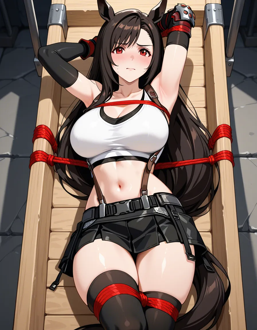 tifa_lockheart, horse_girl , bondage , tied to a cart,, hentai_studio_quality