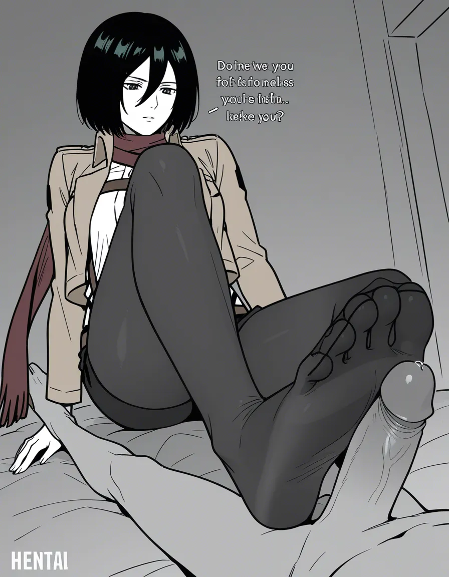 @mikasa_ackerman @eren_yeager #feet #foot_focus #femdom, hentai_studio_quality