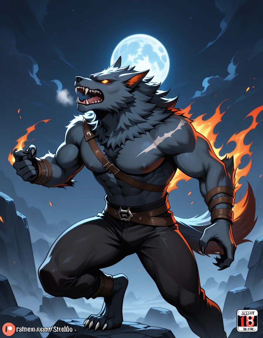Woman turns into werewolf under a full moon, hentai_studio_quality
