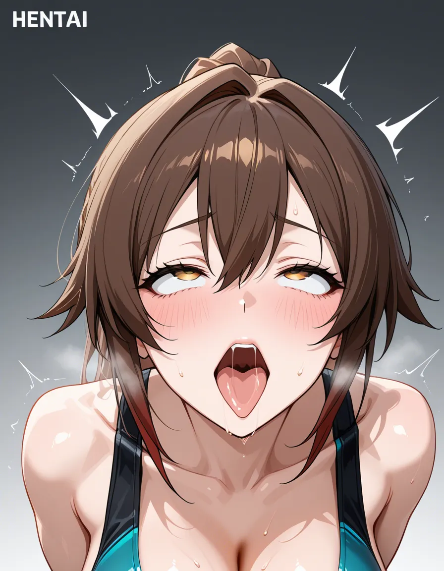 highly detailed, natural lighting, solo, ahegao, athletic build, gradient background, dslr quality, hentai_studio_quality