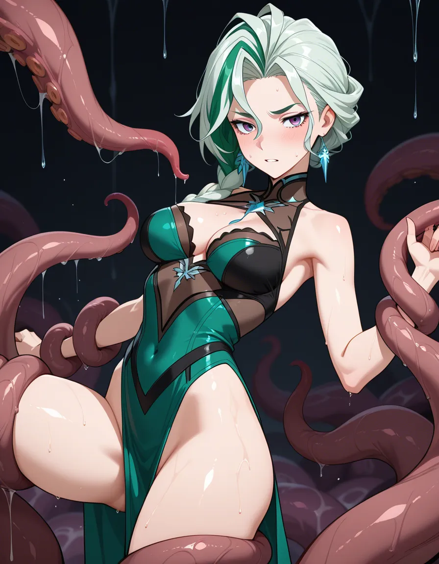 hentai_studio_quality , eilsa frozen, tentacles, hentai_studio_quality