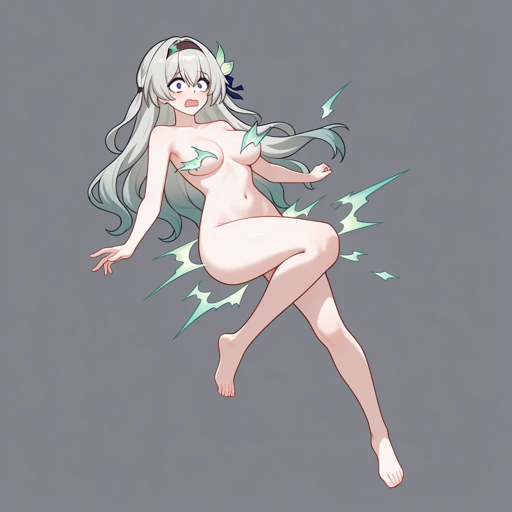 Firefly_Honkai_Star_Rail, exploding_clothes nude feet barefoot scared, hentai_studio_quality