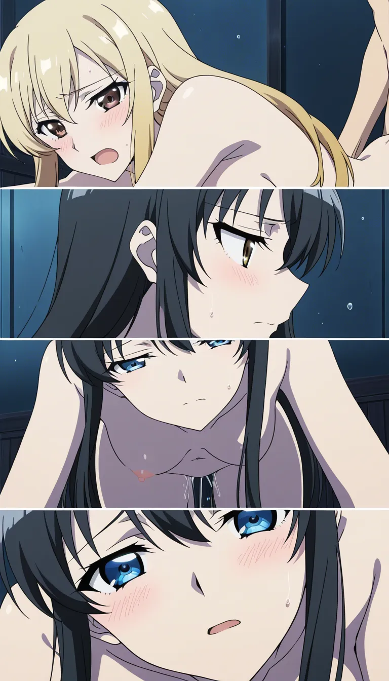 Sex futa_with_female black_hair blonde_hair brown_eyes blue_eyes doggystyle