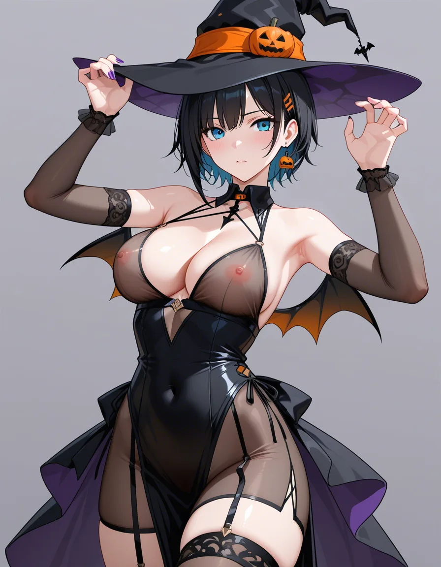 dress up as a ghost,halloween, see-through_clothes ,nipple, hentai_studio_quality