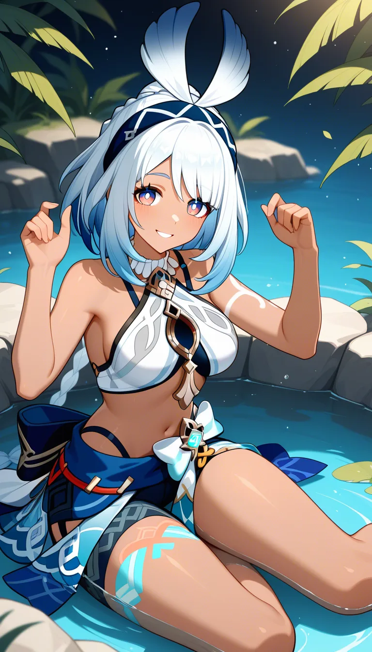 Masterpiece, Honkai star rail, 1girl,  Mualani character from genshin impact, girly smile, lightweight body, .,,, value:0.1 for: hentai_studio_quality.,,,,,,,, hentai_studio_quality