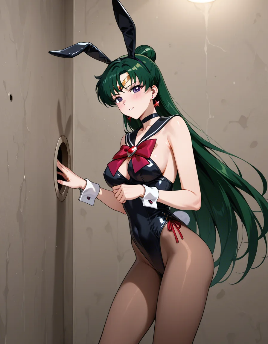 sailor pluto , fellatio , glory hole, playboy_bunny,, hentai_studio_quality