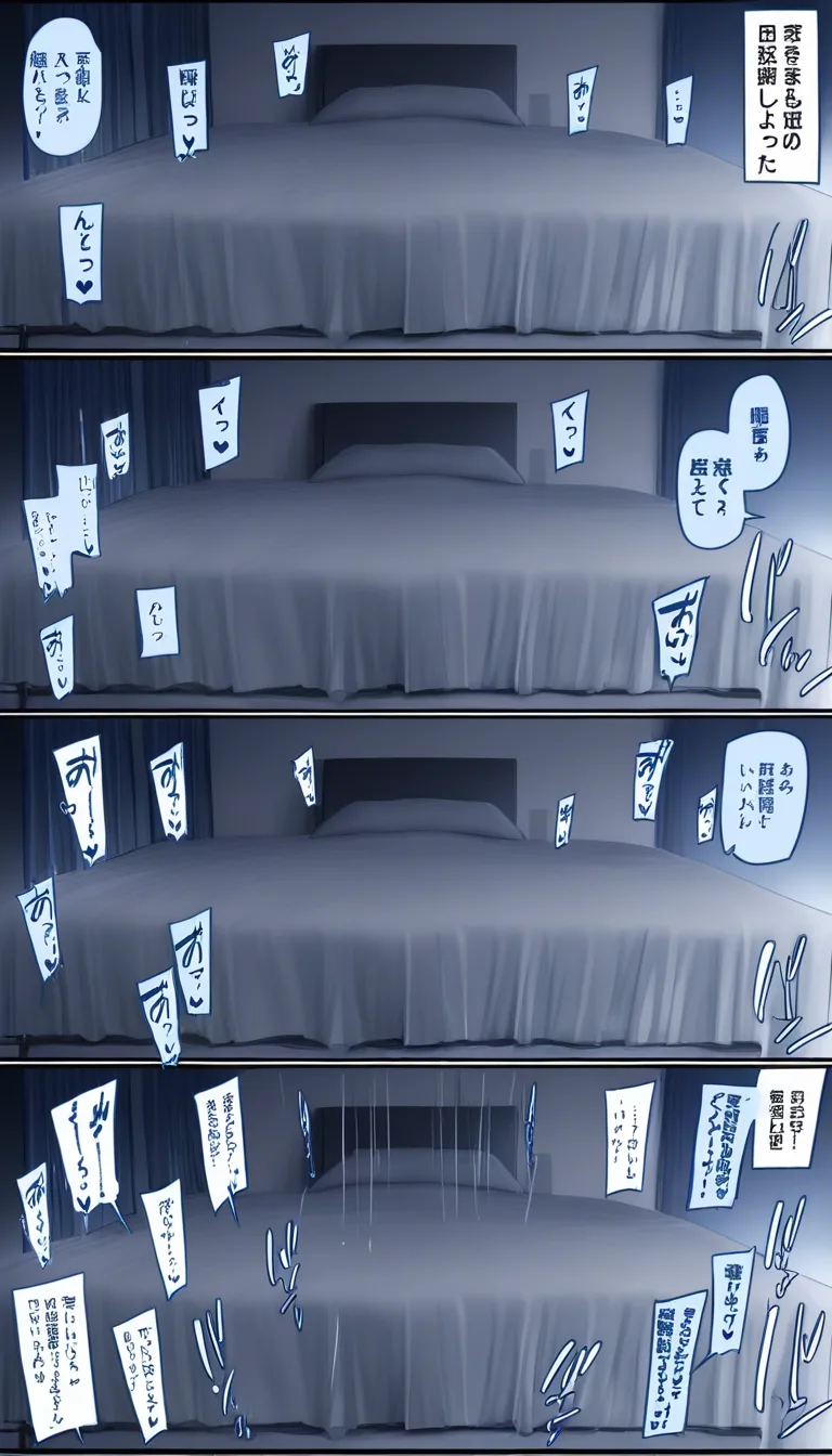 Masterpiece, best quality, ultra-detailed, detailed background, rich colors, Himura Kiseki, *Tawawa on Monday*, 5-panel layout, 5 scenes. Scene 1: A high school girl and a man in a suit are having sex in the missionary position, secretly, on a bed in an apartment bedroom. Scene 2: The man is thrusting his hips vigorously; the woman is gasping intensely. Full-body shot of both. Scene 3: The man, with a look of pleasure, senses that he is about to ejaculate. Scene 4: Missionary-style sex; the man ejaculates, and the woman reaches the peak of pleasure, gasping intensely. Full-body shot. Scene 5: The two bask in the afterglow. Includes Japanese sound effects, Japanese speech bubbles, and Japanese dialogue., hentai_studio_quality