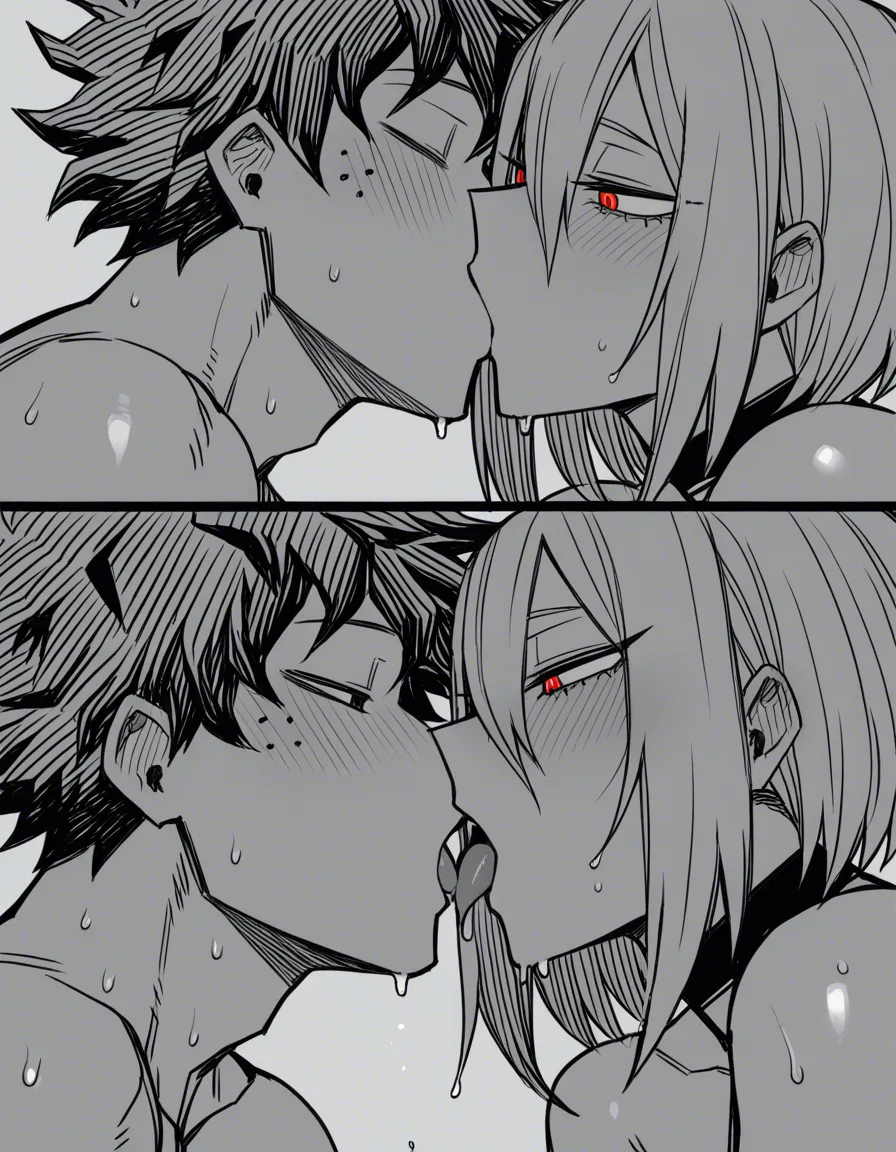Rumi Usagiyama, my hero academia, kissing Izuku Midoriya, a wet, tongue-filled kiss.  

[ratatatat74] Bad Ending Party., hentai_studio_quality